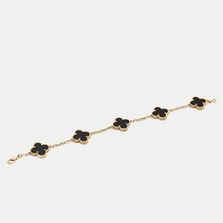 Van Cleef & Arpels Vintage Alhambra Bracelet 5 motif Onyx front view