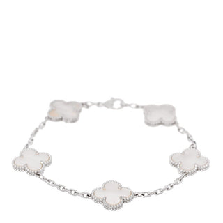 Van Cleef & Arpels Vintage Alhambra Bracelet 5 motif Grey Mother of Pearl front view