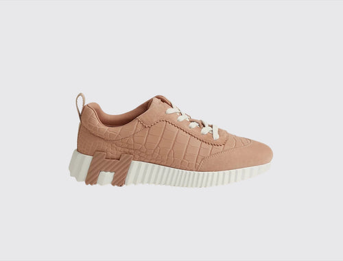 Hermès Women Bouncing Sneaker Beige perlino (Ultra matte crocodile leather and suede goatskin)