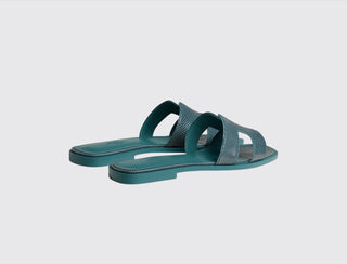 Hermès Women Oran Sandal Bleu paon back view