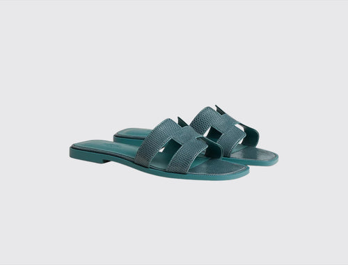 Hermès Women Oran Sandal Bleu paon