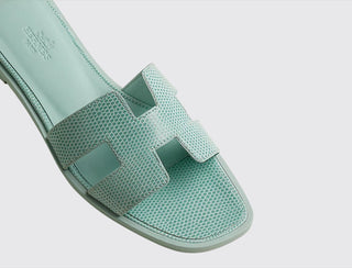 Hermès Women Oran Sandal Bleu cristaux sole view