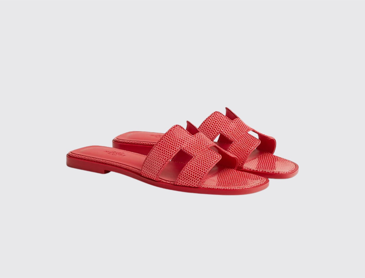 Hermès Women Oran Sandal Rose vermillon front view
