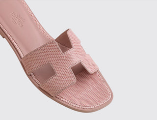 Hermès Women Oran Sandal Rose aquarelle sole view