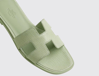 Hermès Women Oran Sandal Vert de mer top view