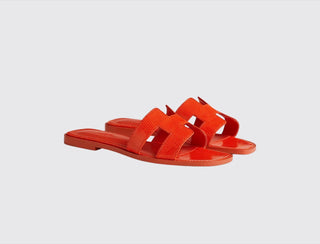 Hermès Women Oran Sandal Orange synthétique front view