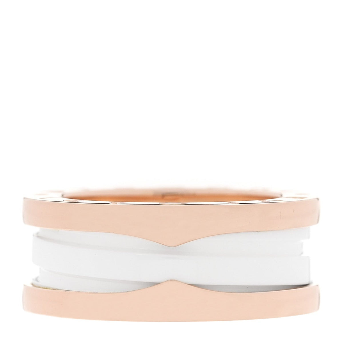 Bulgari B.Zero1 Rose Gold Ceramic Ring front view
