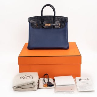 Hermès Birkin 25 Touch Bleu Saphir and Bleu Marine side view
