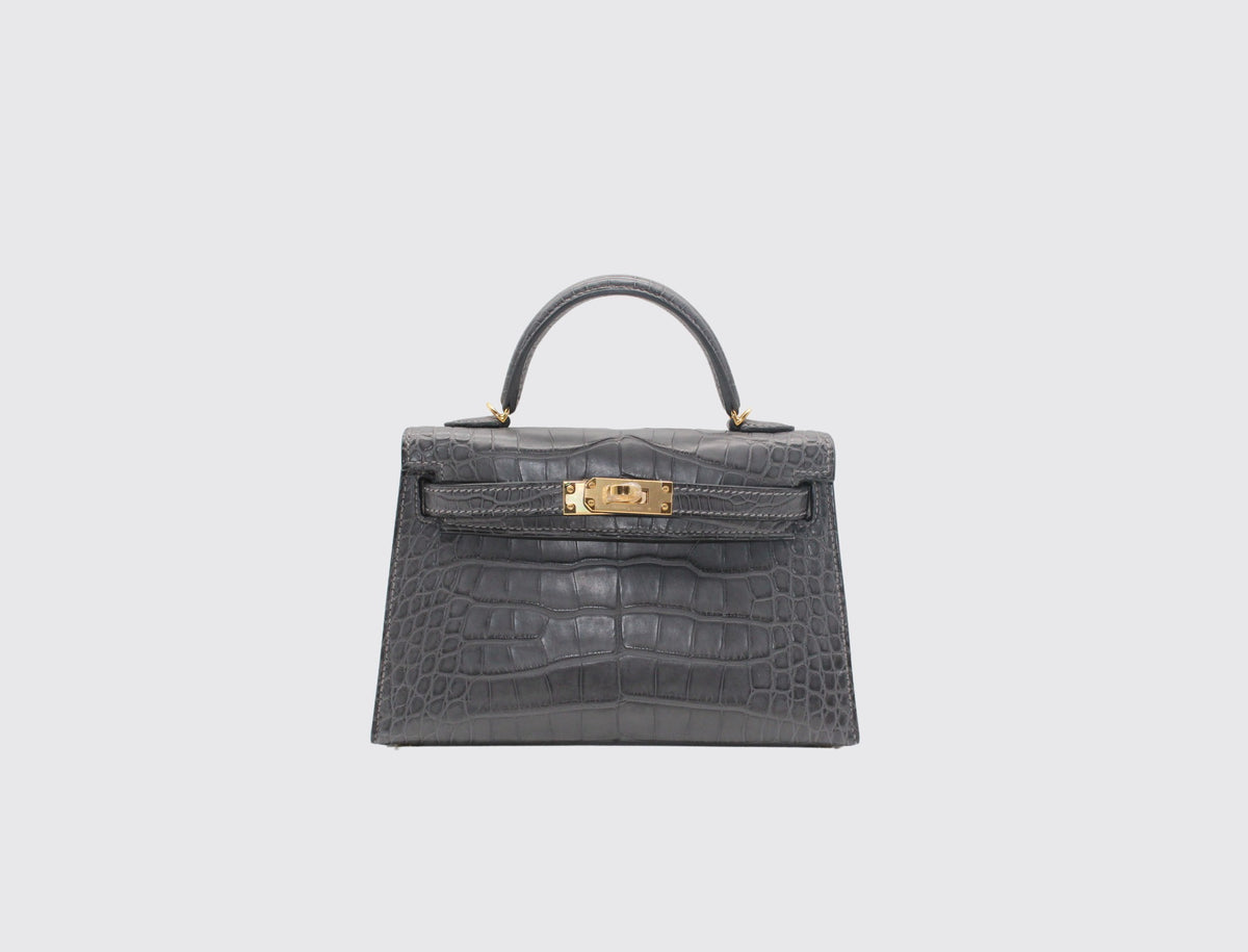 Hermès Mini Kelly II Graphite front view
