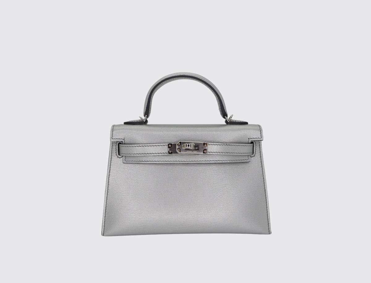 Hermès Mini Kelly II Gris Argenté front view