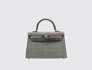 Hermès Mini Kelly II Gris Ciment front view