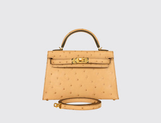 Hermès Mini Kelly II Tabac Camel front view