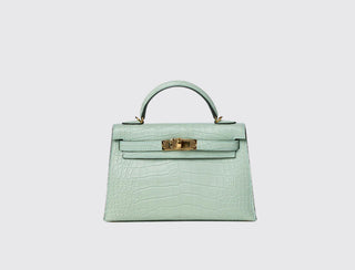 Hermès Mini Kelly II Vert d’Eau front view