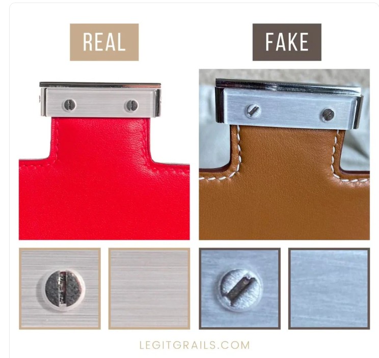 Hermès hardware screws real vs fake comparison