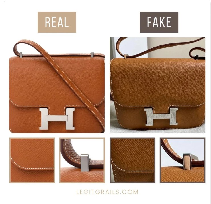 Hermès Constance real vs fake comparison — shape and H-clasp hardware
